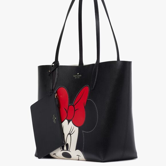 New Disney X Kate Spade Reversible Minnie Large Tote Black Multi - Picture 2 of 7